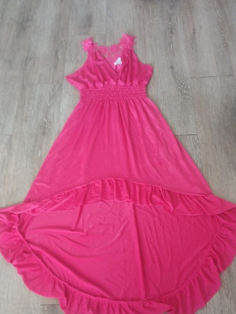 Girls Pink High-Low Ruffle Dress - Picture 7 of 8